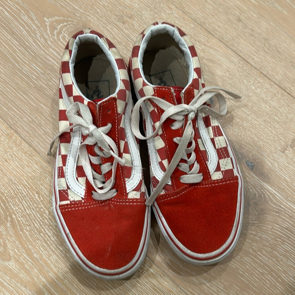 Vans Off The Wall Checkered Sneakers Youth Size 4 Red White